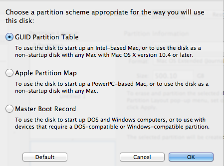 format hard drive for osx guid or master book